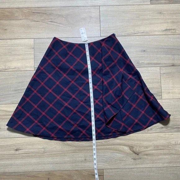 Brooks‎ Brothers Red Fleece Womens Plaid Wool Ruffle Front Skirt Size 2 Blue Red - Picture 4 of 13